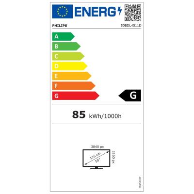 PHILIPS displej 50" 50BDL4511D / D-Line/ VA/ 4K UHD/ 500cd/ MP/ 24/7