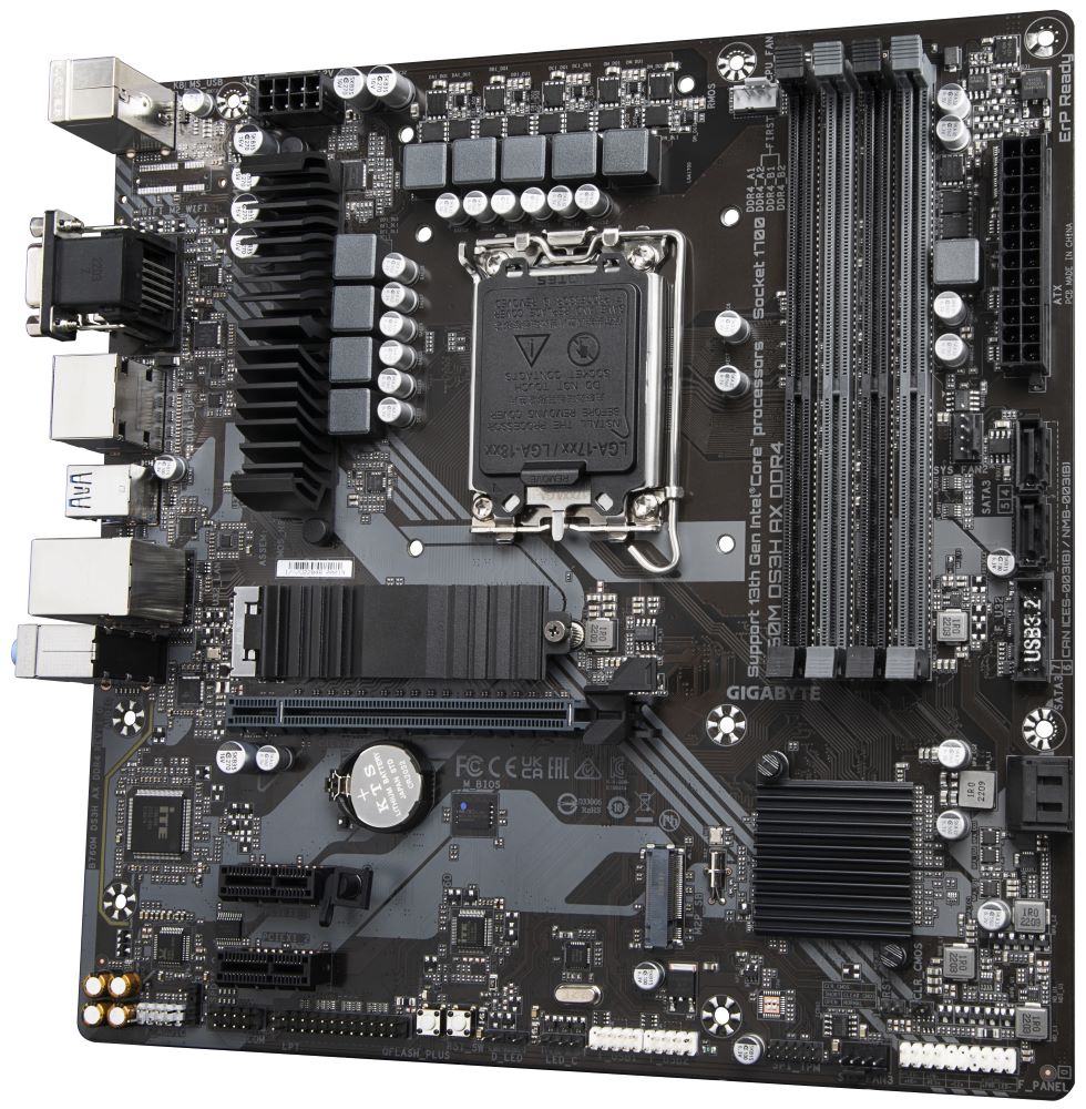 GIGABYTE B760M DS3H DDR4 / Intel B760 / LGA1700 / 4x DDR4  / 2x M.2 / DP / HDMI / USB-C / mATX