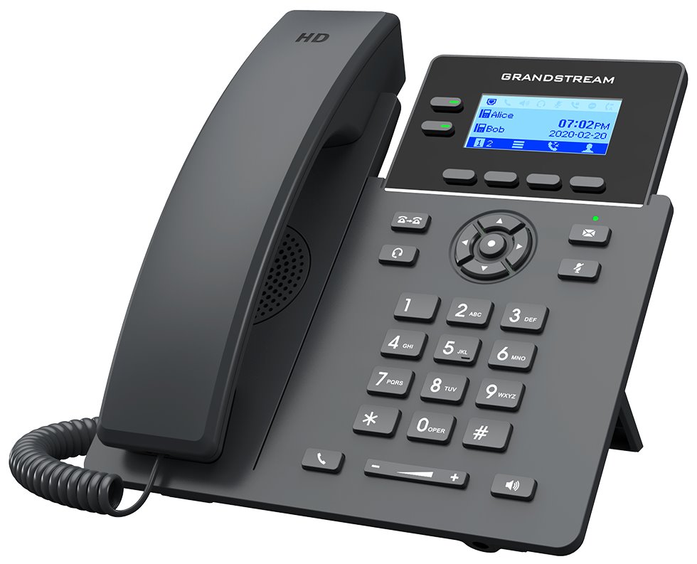 Grandstream GRP2602 VoIP telefon, 4x SIP, grafický podsvícený 2,21" displej, 2x 10/100 Mbps RJ45