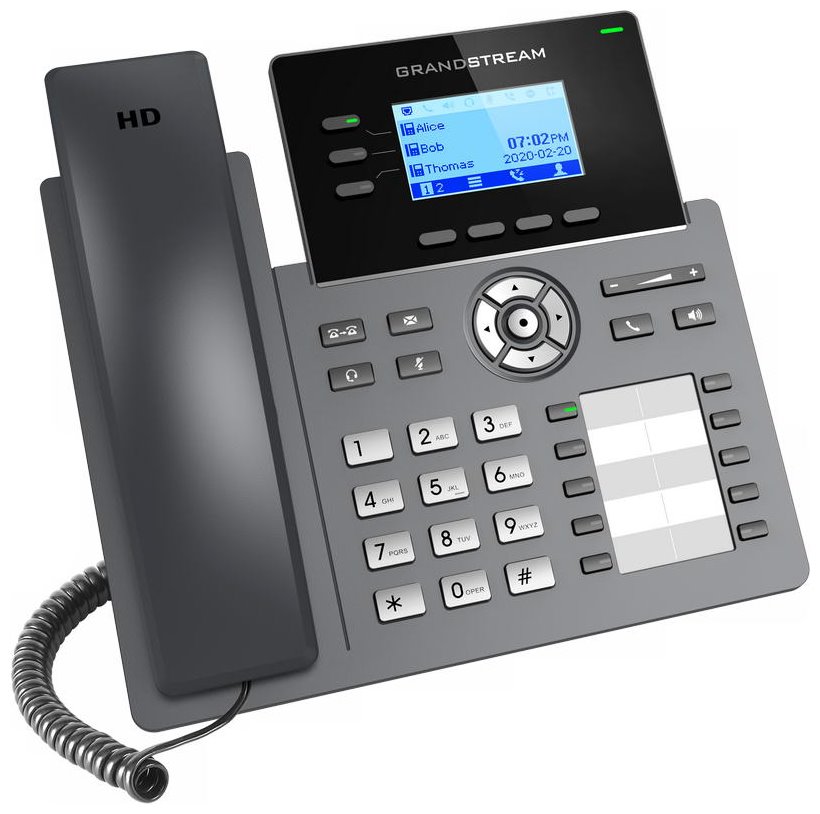 Grandstream GRP2604P/ VoIP telefon/ 2,48" podsvícený grafický display/ 6x SIP/ 2x LAN/ PoE/ GDMS