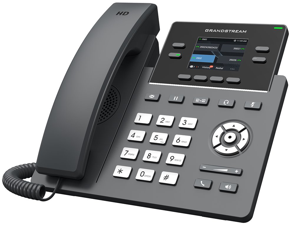 Grandstream GRP2612G VoIP telefon, 2x SIP, barevný podsvícený 2,4" displej, 2x Gbps RJ45,