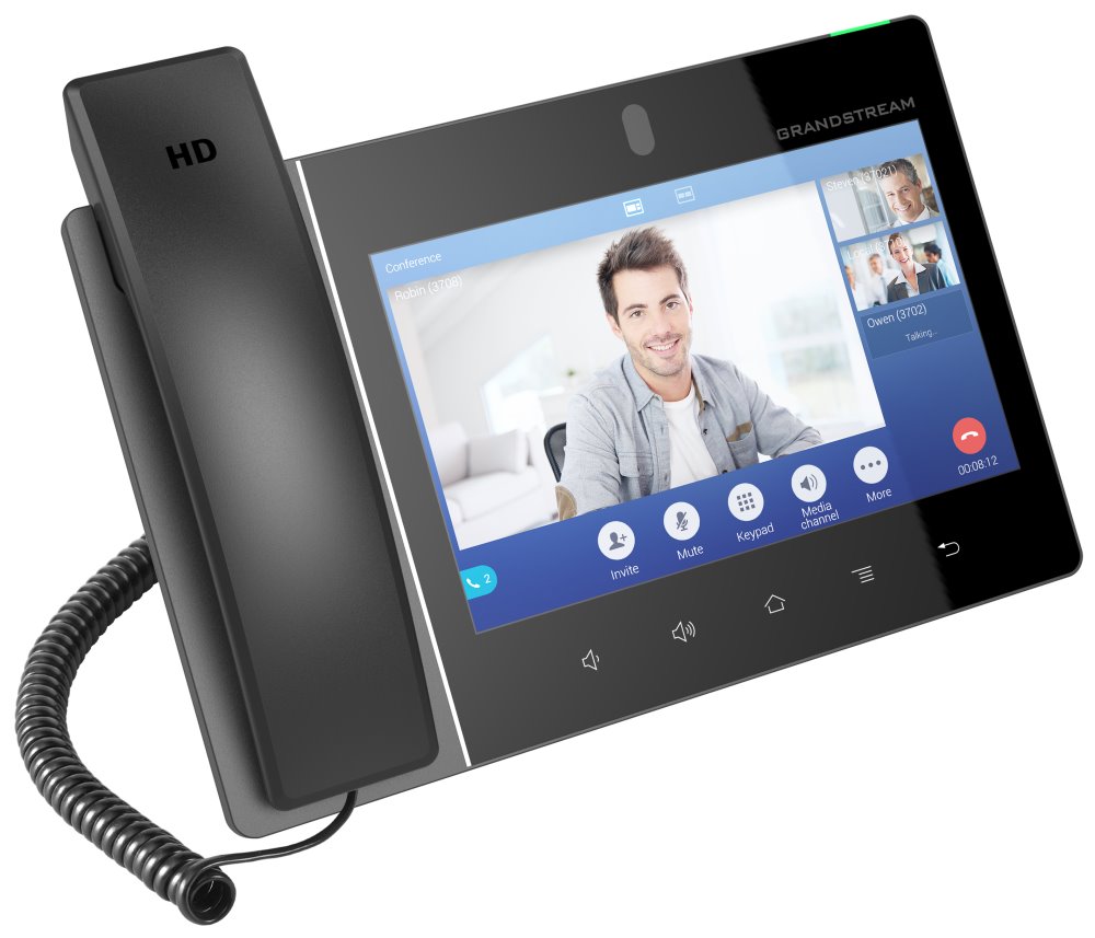 Grandstream GXV3480 VoIP telefon, 16x SIP, barevný dotykový 8" displej, PoE, WiFi, BT, USB