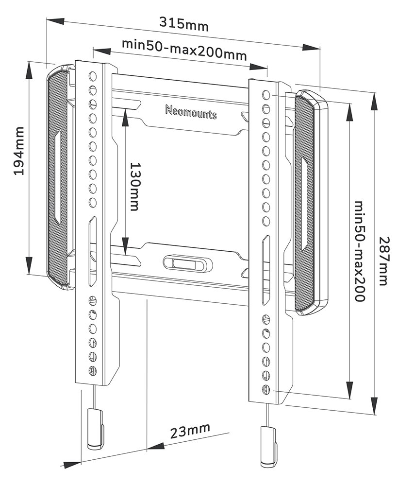 Neomounts  WL30-550BL12/Držák displeje/na stěnu/24-55"/fixní/VESA 200X200/nosn. 45kg/ultra tenký/černý