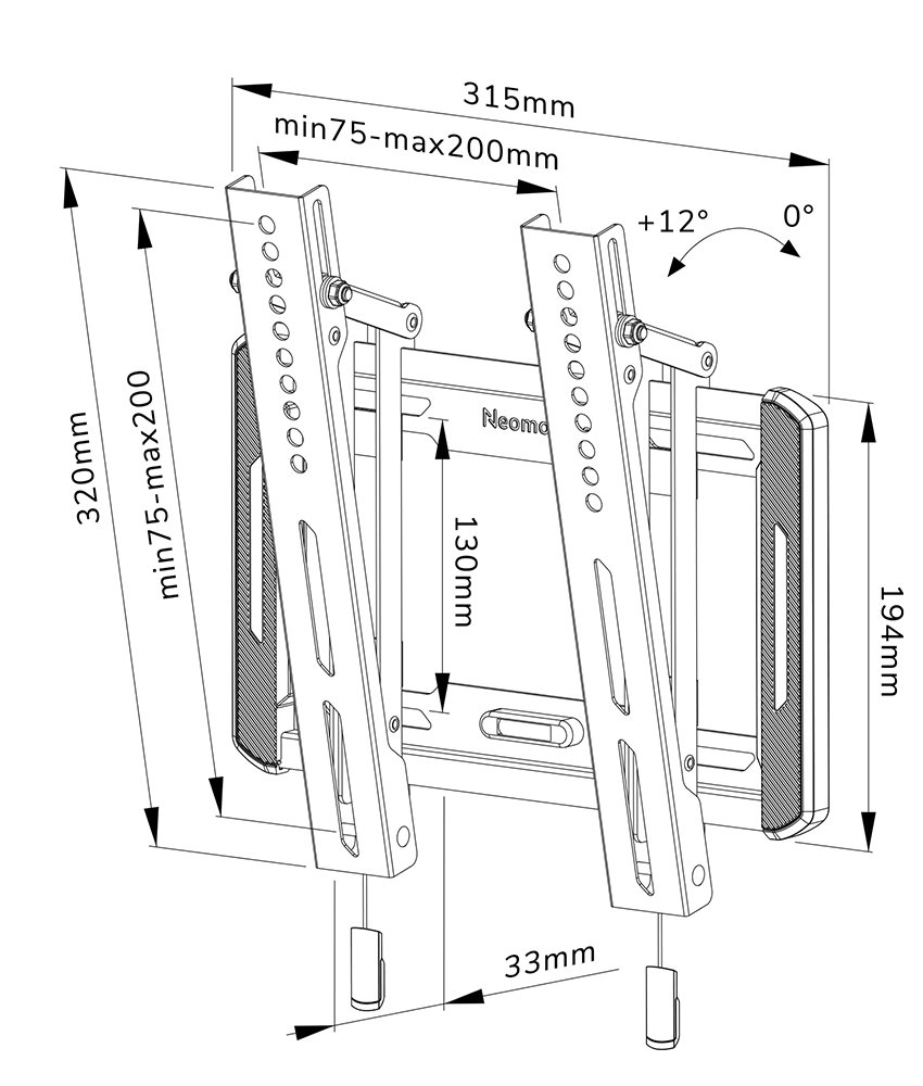 Neomounts  WL35-550BL12/Držák displeje/na stěnu/24-55"/sklopný/VESA 200X200/nosn. 45kg/černý