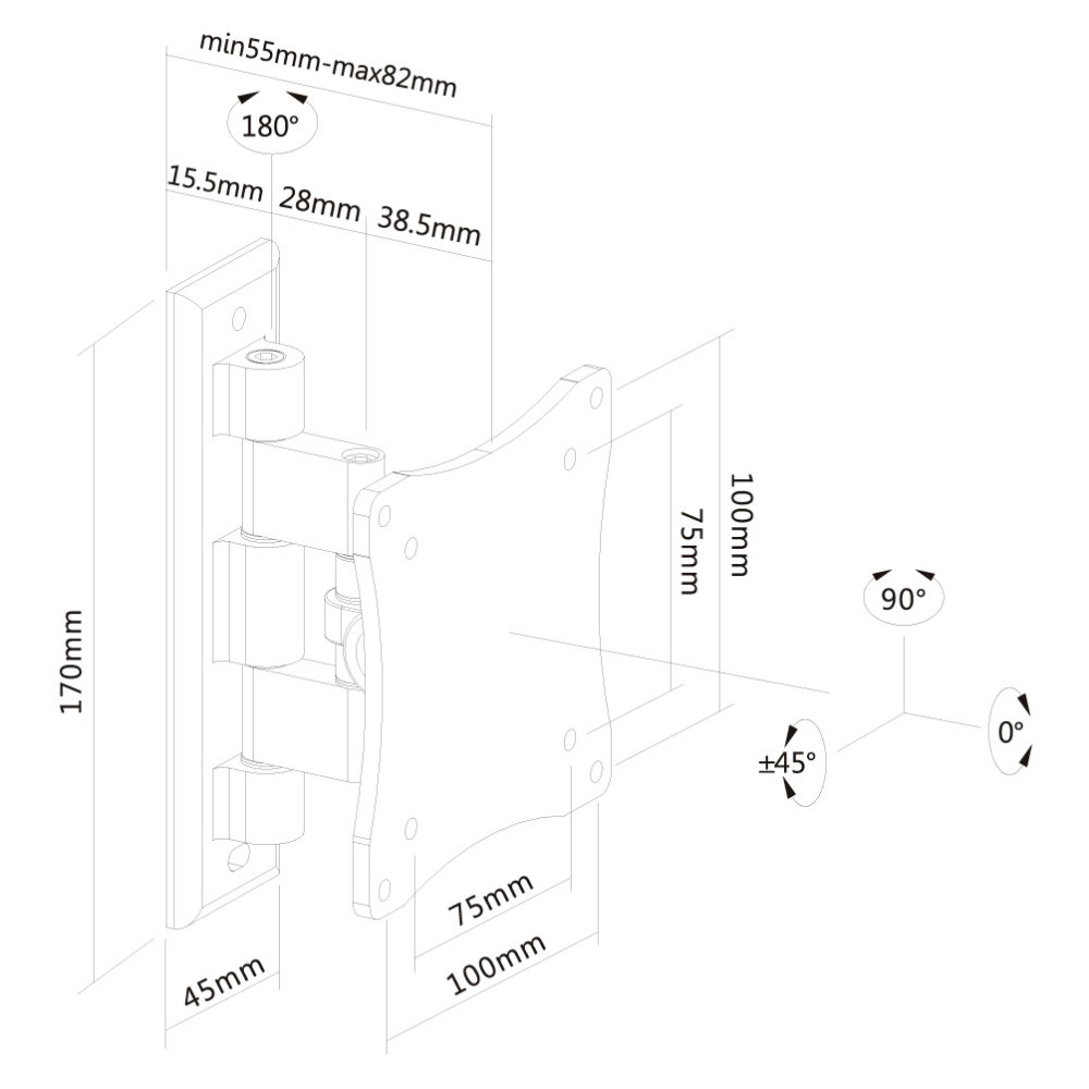 Neomounts FPMA-W810/Držák displeje/na stěnu/10-27"/sklopný/1 čep/VESA 100X100/nosn. 12kg/stříbrný