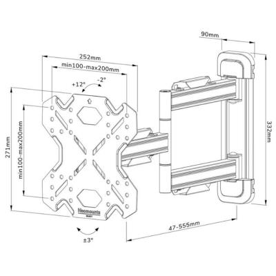 Neomounts Select  WL40S-850BL12 / Screen Wall Mount (full motion, 3 pivots, VESA 200x200) / Black