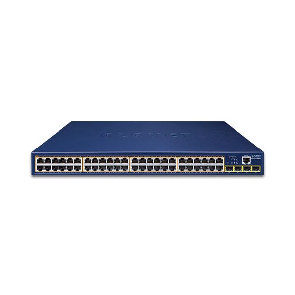 Planet GS-4210-48P4S L2 switch, 48x1Gb, 4x1Gb SFP, 48x PoE 802.3at 600W, QoS