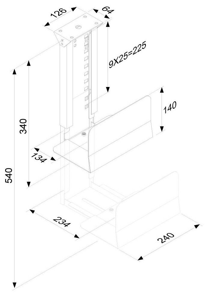 Neomounts  CPU-D200BLACK / CPU Holder (height PC: 39-54 cm / width PC: 13-23 cm) / Black