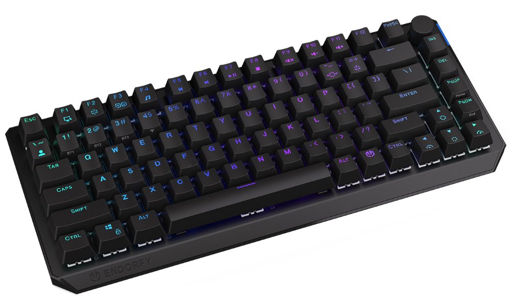 Endorfy herní klávesnice Thock 75% Wireless Red / RGB / red sw. / bezdrátová / mechanická / US layout / zkrácená /černá