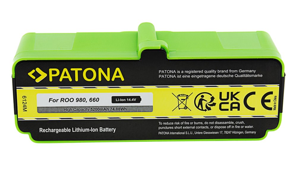 PATONA baterie pro robotický vysavač iRobot Roomba 980, 5200mAh, 14,4V Li-lon, pro sérii 6xx/7xx/8xx/9xx