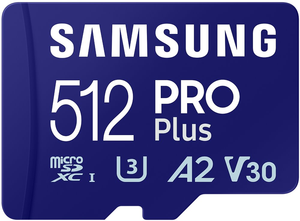 SAMSUNG PRO Plus MicroSDXC 512GB + SD Adaptér / CL10 UHS-I U3 / A2 / V30