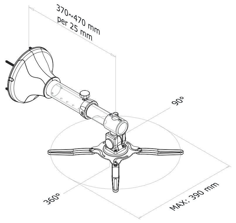 Neomounts  BEAMER-W050SILVER / Projector Wall Mount (length: 37-47 cm = ultra short throw) / Silver