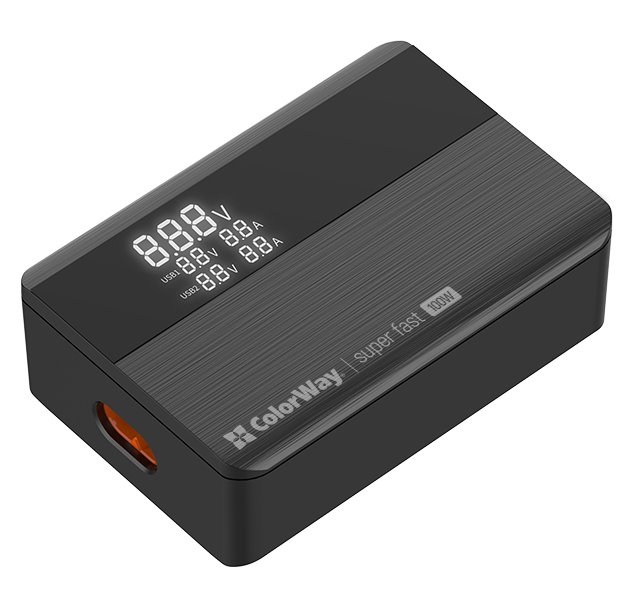COLORWAY USB nabíječka/ 2x USB-A/ 2x USB-C/ 100W/ Černá