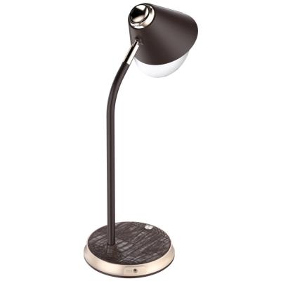 IMMAX LED stolní lampička FINCH/ Qi nabíjení/ 9W/ 12V/2A/ stmívatelná/ hnědá + zlaté prvky