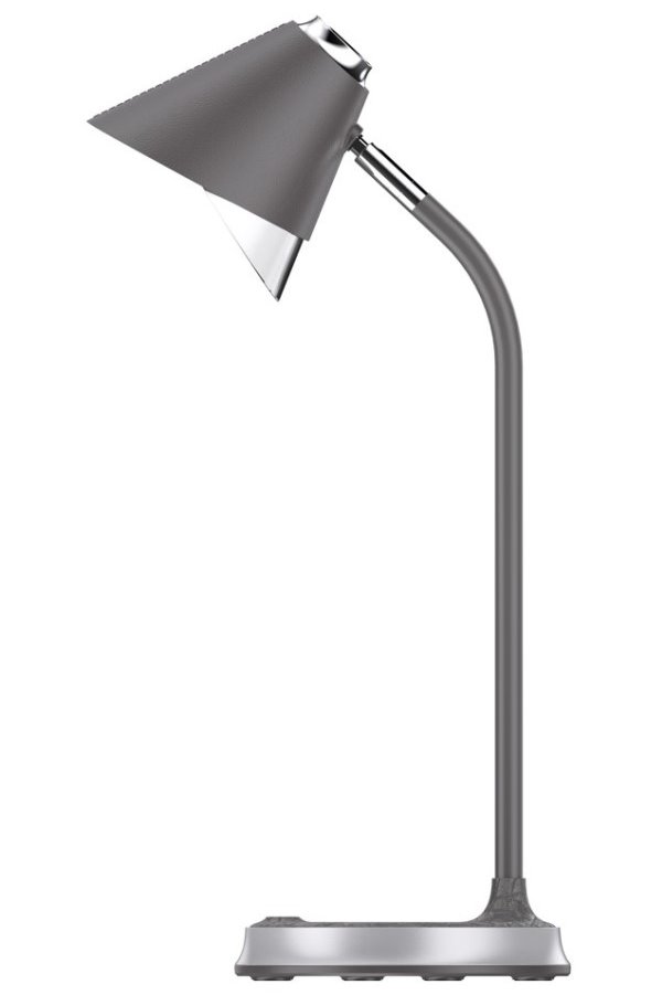 IMMAX LED stolní lampička FINCH/ Qi nabíjení/ 9W/ 12V/2A/ stmívatelná/ šedá + stříbrné prvky
