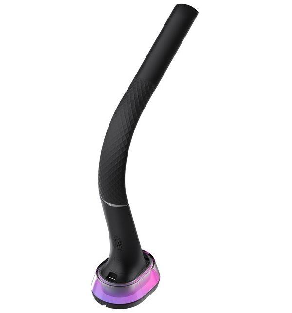 IMMAX LED stolní lampička CORELLA/ Qi nabíjení/ 7W/ 5V/2,1 A/ RGB podsvícení/ stmívatelná/ USB/ černá + stříbrné prvky