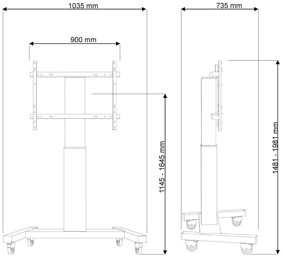 Neomounts  PLASMA-M2250SILVER / Motorised Mobile Floor Stand - VESA 200x200 up to 800x600 / Silver