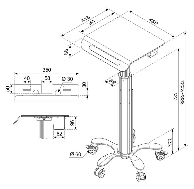 Neomounts  MED-M050 / Mobile Laptop Cart / Creme