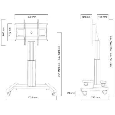 Neomounts  PLASMA-M2500SILVER / Motorised Mobile Floor Stand - VESA 200x200 up to 800x600 / Silver