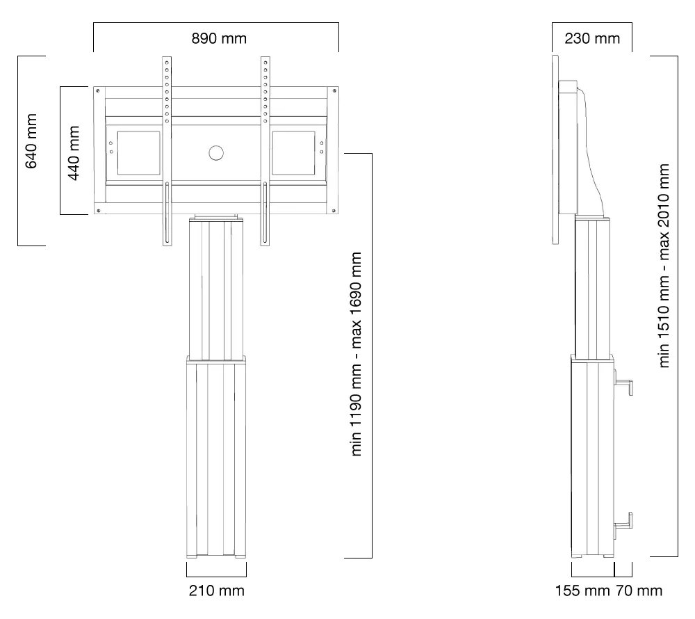 Neomounts  PLASMA-W2500SILVER / Motorised Floor Stand/Wall Mount - VESA 200x200 up to 800x600 / Silver