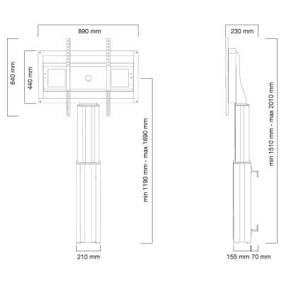 Neomounts  PLASMA-W2500SILVER / Motorised Floor Stand/Wall Mount - VESA 200x200 up to 800x600 / Silver