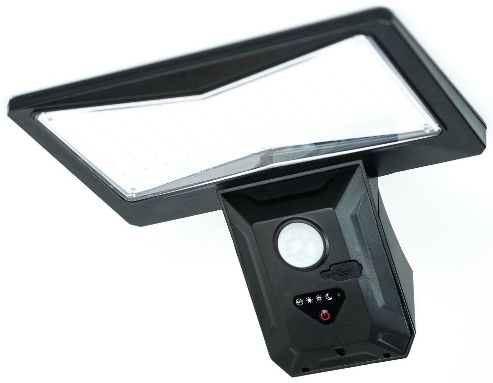 IMMAX WING venkovní solární nástěnné LED osvětlení s PIR čidlem, černé, 4W
