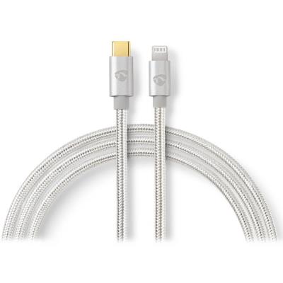 NEDIS PROFIGOLD Lightning/USB 2.0 kabel/ Apple Lightning 8pinový - USB-C zástrčka/ nylon/ stříbrný/ BOX/ 2m