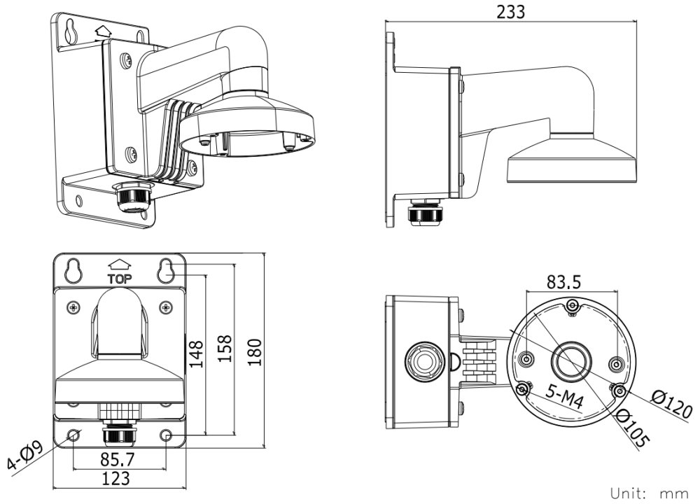 HIKVISION držák pro kameru DS-1272ZJ-120B/ D7xx/ HiLook D1xxHA-LU