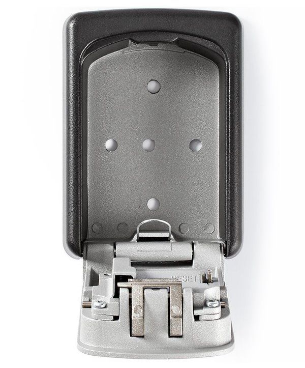 NEDIS trezor na klíče/ kombinace Dial Lock/ 2 klíče/ vnitřní a venkovní/ hliník/ černo-šedý