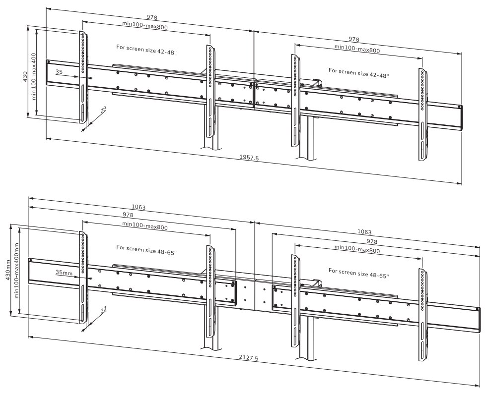 Neomounts ADM-875BL2/Adaptér pro 2 displeje pro FL55-875BL1 and WL55-875BL1/42-65"/VESA 800x400/černý