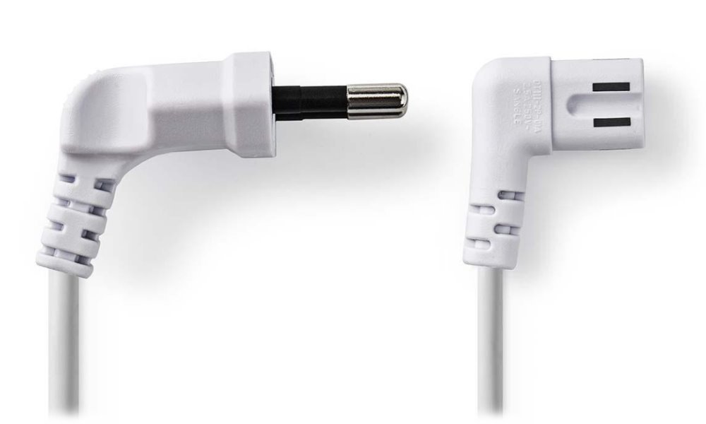 NEDIS napájecí kabel pro adaptéry/ Euro zástrčka - konektor IEC-320-C7/ úhlový-úhlový/ dvoulinka/ bílý/ bulk/ 3m