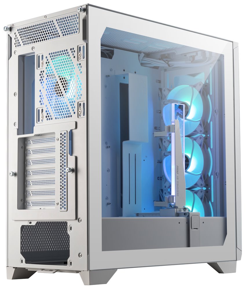 MSI skříň MPG GUNGNIR 300R AIRFLOW WHITE/ bez zdroje/ bílý/ levé temperované sklo/ 4x 120 mm A-RGB fan/ 1x USB-C/ 2x USB