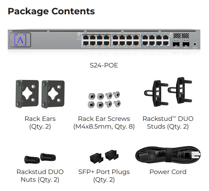 ALTA Switch 24 POE - 24x Gbit RJ45, 2x SFP+ port, 16x PoE+ (PoE budget 240W)