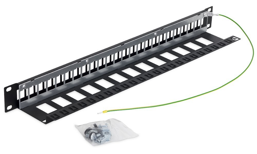 Triton 19' modulární patch panel 1U pro max. 24ks keystone,otvor 14,8x17,5mm , šedý