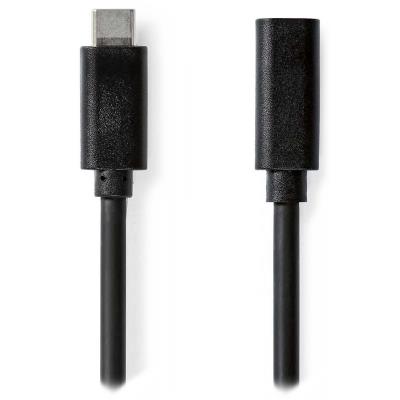 NEDIS prodlužovací kabel USB 3.2 Gen 1/ USB-C zástrčka - USB-C zásuvka/ kulatý/ černý/ bulk/ 1m