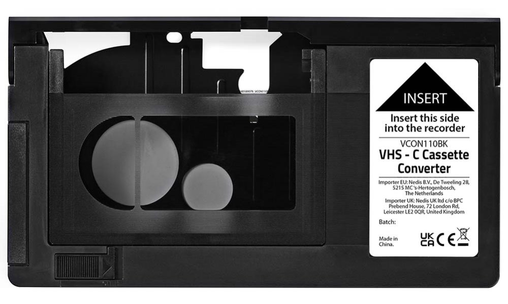 NEDIS kazetový adaptér VHS-C na VHS/ Plug and play/ černý