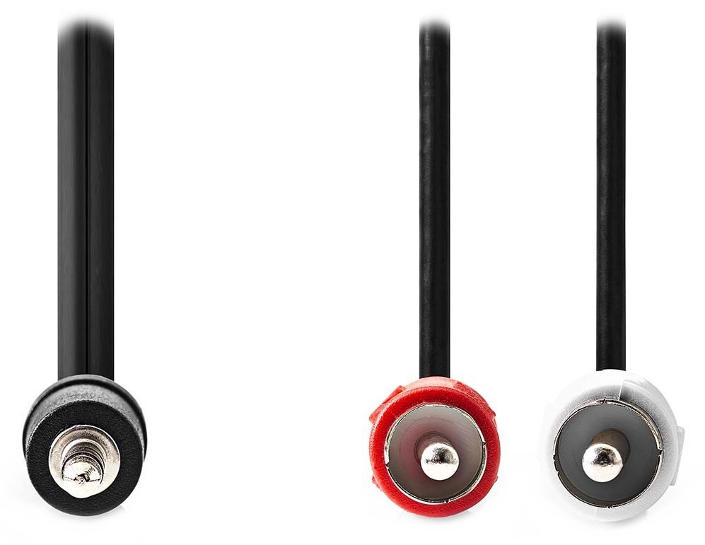 NEDIS redukční stereo audio kabel s jackem/ zástrčka 3,5 mm - 2x zástrčka RCA/ černý/ bulk/ 1,5m
