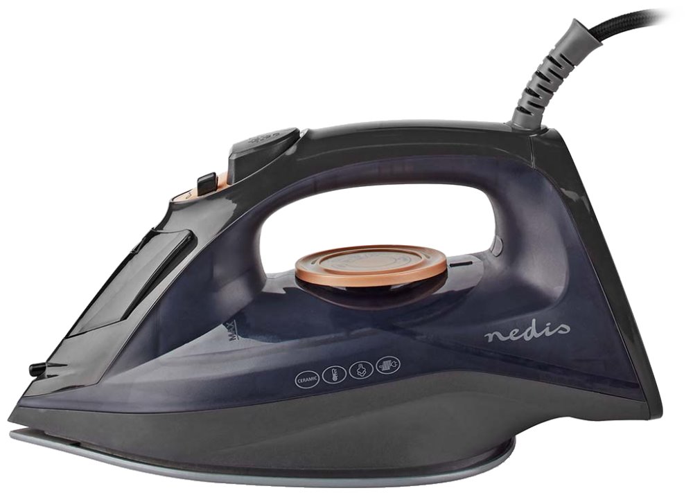 NEDIS napařovací žehlička/ spotřeba 2200 W/ parní výstřel/ keramická/ objem nádržky 220 ml/ fialová