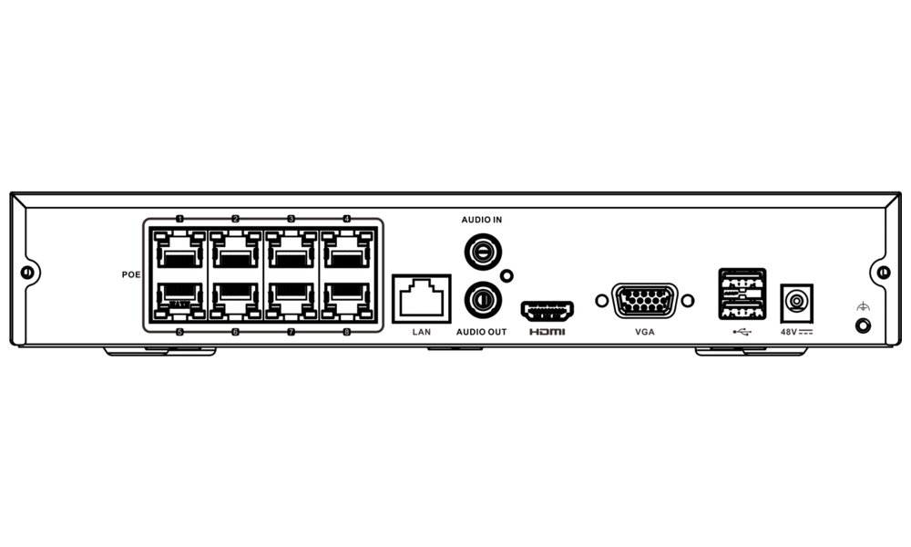 HiLook Powered by HIKVISION/ NVR-108MH-C/8P(D)/ 8 kamer/ 8x PoE/ 8Mpix/ HDMI/ VGA/ 2x USB/ LAN/ 1x SATA/ Kov