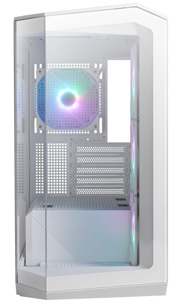 MSI skříň MAG PANO M100R PZ White/ bez zdroje/ levé a přední sklo/ 4x 120 mm A-RGB fan/ 1x USB-C/ 1x USB3.2/ bílá