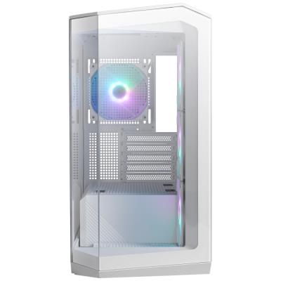 MSI skříň MAG PANO M100R PZ White/ bez zdroje/ levé a přední sklo/ 4x 120 mm A-RGB fan/ 1x USB-C/ 1x USB3.2/ bílá