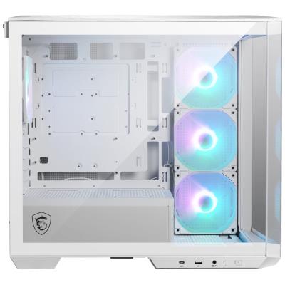 MSI skříň MAG PANO M100R PZ White/ bez zdroje/ levé a přední sklo/ 4x 120 mm A-RGB fan/ 1x USB-C/ 1x USB3.2/ bílá