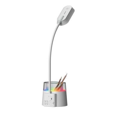 IMMAX LED stolní lampička FRESHMAN s RGB podsvícením/ 10W/ 350lm/ 5V/2A/ držák na tužky/ bílá