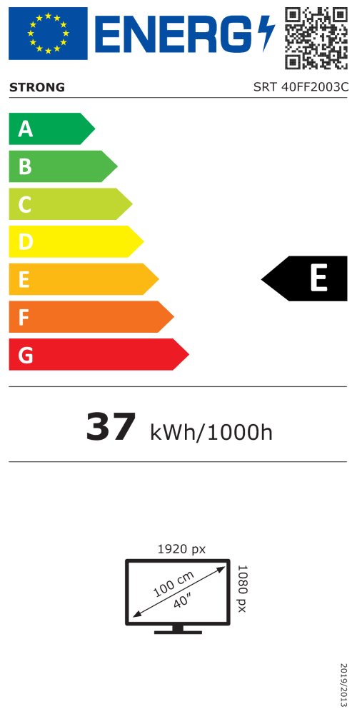 STRONG LED TV 40"/ SRT40FF2003C/ FHD/ 1920x1080/ DVB-T2/C/S2/ H.265/HEVC/ 3x HDMI/ 2xUSB/ centrální stojan/ černá/ E