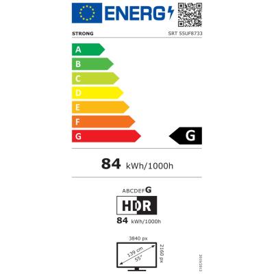 STRONG SMART QLED TV 55"/ SRT55UF8733/ UHD/ 3840x2160/ DVB-T2/C/S2/ H.265/HEVC/ 3xHDMI/ 2xUSB/ Wi-Fi/ LAN/ G/ ANDROID 11