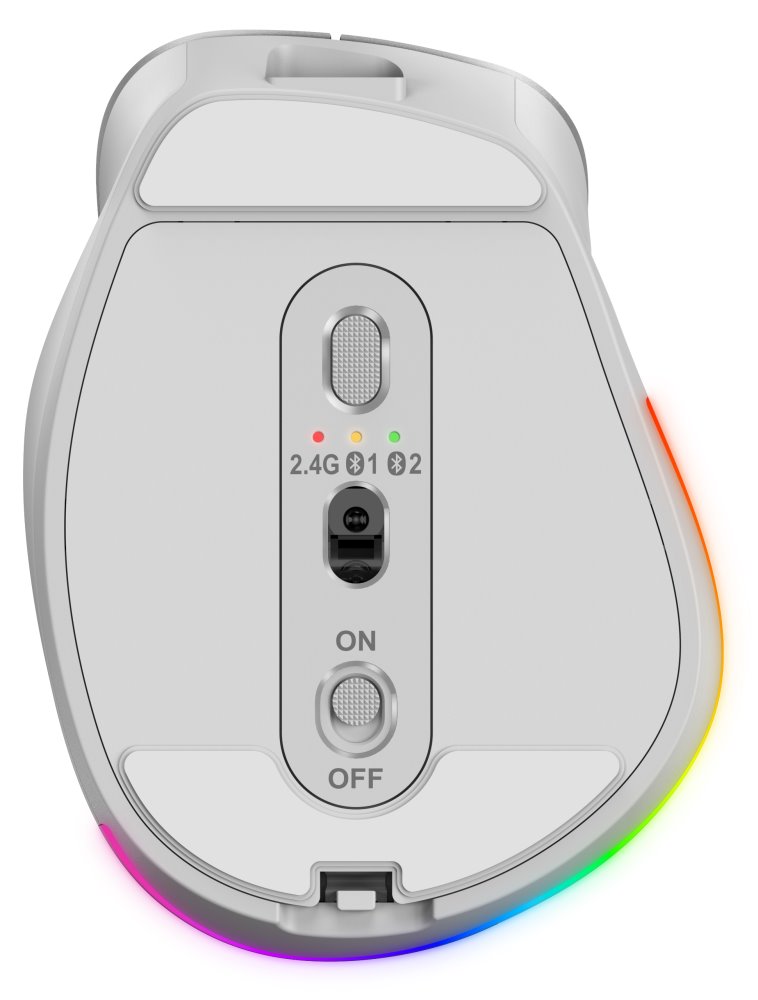 GENIUS Ergo 9000S Pro Light Blue/ duální Bluetooth + 2,4GHz/ 2400 dpi/ bezdrátová/ 6tlačítková/ dobíjecí/ RGB/ modrobílá