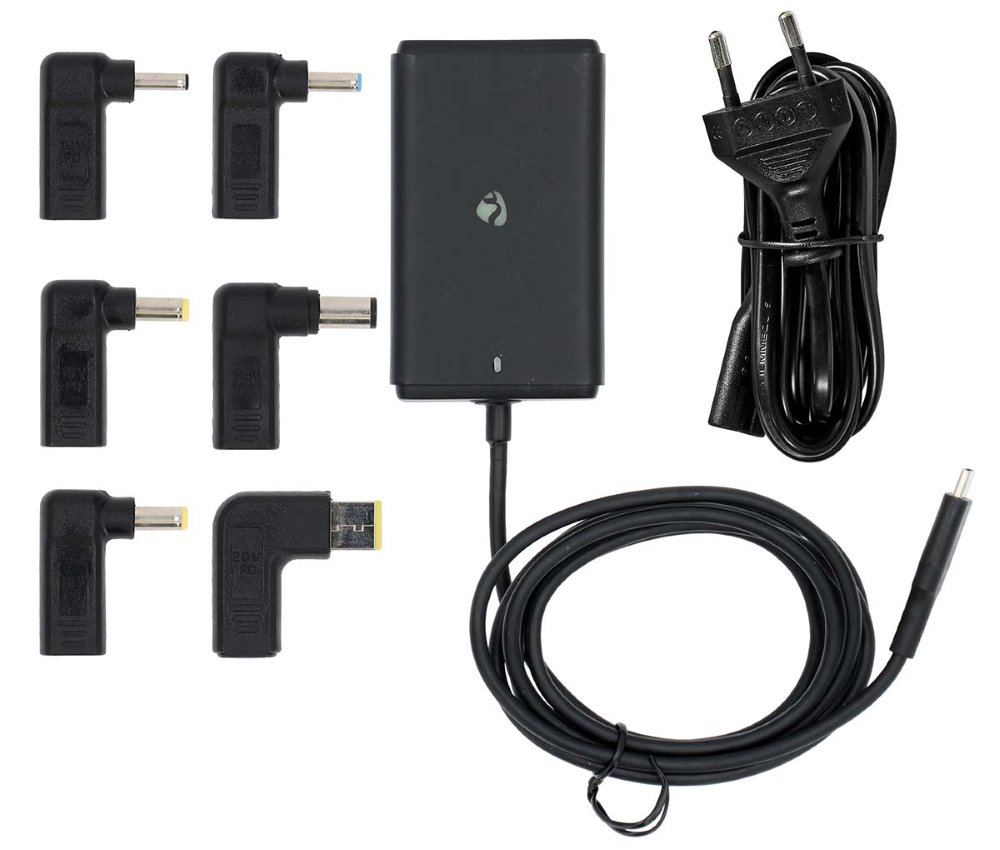 NEDIS univerzální adaptér k notebooku/ 65 W/ 5 / 9 / 12 / 15 / 20 V DC/ 2.4 / 3.0 / 3.25 A/ USB-C