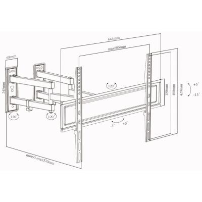 NEDIS nástěnný držák na TV/ 32 - 70"/ nosnost 40 kg/ naklápěcí/ otočný/ 80 mm - 520 mm/ 3 otočné body/ ocel/ černý