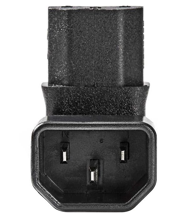 NEDIS napájecí adaptér z IEC-320-C14 na IEC-320-C13/ úhlový 90°/ černý