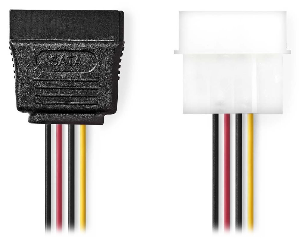 NEDIS redukční kabel interního napájení/ 15-pinová zásuvka SATA - zástrčka Molex/ více barev/ box/ 15cm